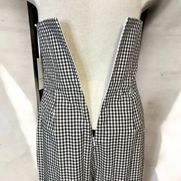 Amanda Uprichard Cherri Jane Jumpsuit Strapless Belted Black Gingham Large NWT - Picture 10 of 12